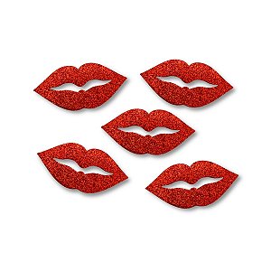 300 Aplique Lábios Boca Dia Mães/Namorados Enfeite Amor 6,0cm