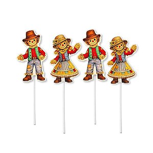 Topper Bolo Palito Espantalhos Enfeite Festa Junina Arraiá