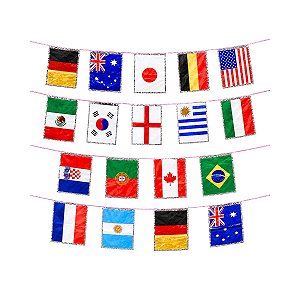 Varal Bandeira Paises Metalizada Copa Mundo Jogo Torcida 7m