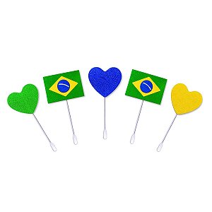 Topper Coração Bandeira Doce Copa Mundo Eva Torcida Enfeite