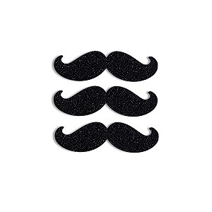 Aplique Bigode Glitter 10,0cm Comemoração Festa Dia Dos Pais