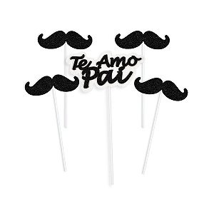 Topper Bolo Te Amo Pai Palito Decorativo Mesa Dia Dos Pais