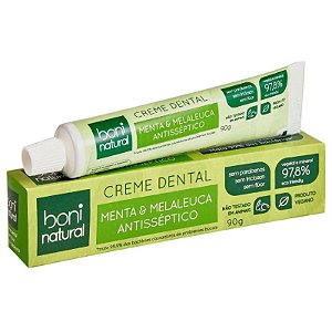 Creme Dental Vegano e Natural Menta e Melaleuca sem Flúor 90g Boni Natural