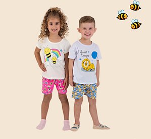 Kit C/ 24 Conj. de Pijama de Verão Misto (Masc e Fem) Analê  1-2-3 anos