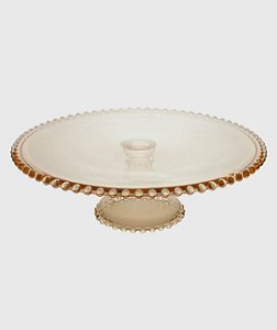 Prato p/ bolo Pearl sem tampa em cristal ÂMBAR 31cm - Wolff