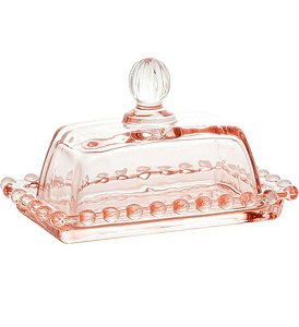 Manteigueira Pearl Cristal rosa 14x9x8