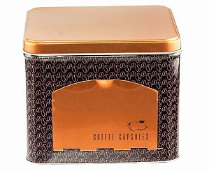 Lata porta Cápsula de metal Coffe Beans cobre 15x15x12,5