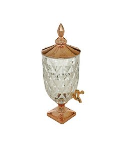 Dispenser/Suqueira de Cristal ecológico Diamond c/ tampa pé e torneira Rosê Golden 5L- Lyor