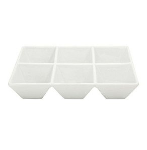Petisqueira c/ 6 divisórias de porcelana Palma branca 24x16x4,5 - Lyor