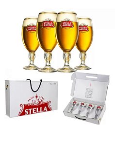 Conj. c/4 Taças Stella Artois c/ Maleta alto relevo 250ml