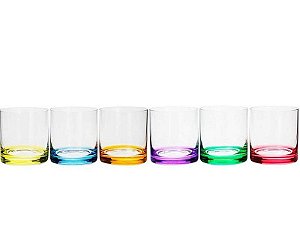 Conj. 6 copos baixo de cristal ecológico Set-Bar Favorit Coloridos 310ml - Bohemia