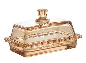 Manteigueira Cristal Daisy Âmbar 18x11x10- Wolff