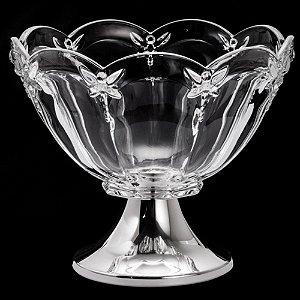 Centro de Mesa de Vidro c/ Pé de Aço Inox Borboleta - Wolff