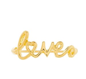 Anéis P/ Guardanapo 4 pcs Zinco/ Metal Love Dourado - Rojemac