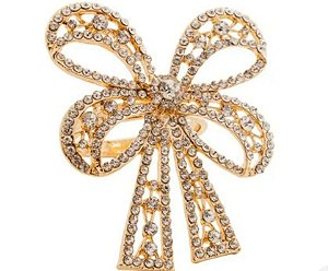 Cj. 4 Anéis P/ Guardanapos Zinco Laço Dourado - Rojemac