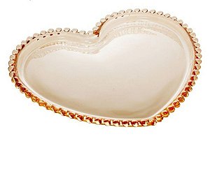Prato Cristal Coração Pearl Âmbar 30x25x2cm- Wolff