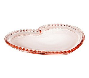 Prato Cristal Coração Pearl Rosa 30x25x2cm - Wolff