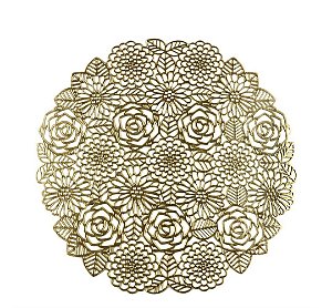 Lugar Americano de Plástico Flowers Dourado - Lyor