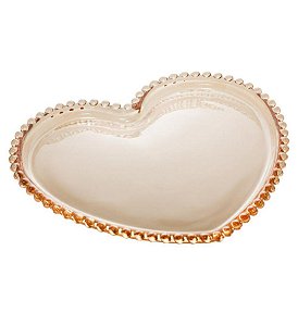 Prato Cristal Coração Pearl Âmbar 25x22x2cm - Wolff