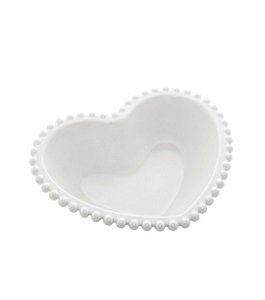 Saladeira Porcelana Coração Beads Branco 18x15x5 - Bon Gourmet