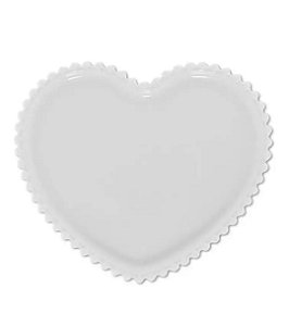Prato Porcelana Coração Beads Branco 25x22x2cm - Bon Gourmet