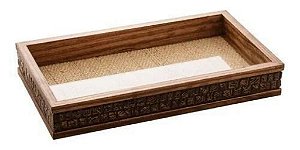 Bandeja Madeira Coquinho c/ Sisal Natural 30x17x4