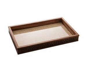 Bandeja Madeira Coquinho c/ Sisal Natural 38x24x4cm