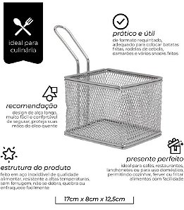 Mini Cestinha Retangular Inox Prata - Mimo Style