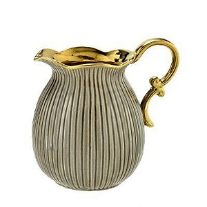 Jarra de Porcela Cinza c/ Dourado 3L