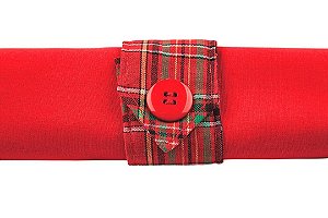 Kit 2 Guardanapos 42x42cm e 2 Argolas Red Tartan Unica Puro Algodão - Copa e Cia