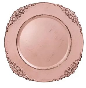 Sousplat Galles Barroco Rose Gold Antique - Copa e Cia
