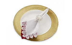 Sousplat Branco Com Dourado - Rafimex