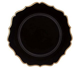 Sousplat Preto Com Dourado - Rafimex