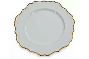 Sousplat Branco com Dourado - Rafimex