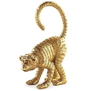 Escultura Macaco Dourado em Poliresina - Mart