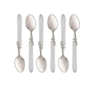 Conj. 6 Colheres P/ Chá de Aço Inox de Plástico Destiny Transparente 18,5cm- Lyor