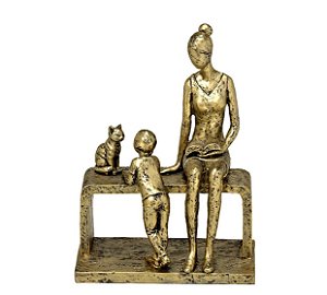 Estatueta Mãe Filho e Cachorro - Mabruk