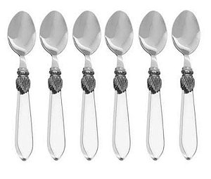 Conj. 6 Colheres P/ Mesa de Aço Inox C/ Cabo de Plástico Destiny Transparente 20,5cm- Lyor