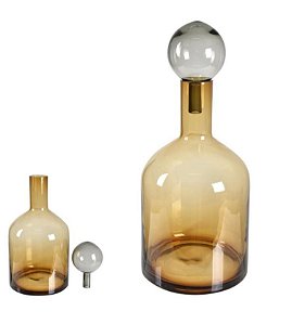 Garrafa Decorativa em Vidro Âmbar c/ Tamba Fumê - D&A