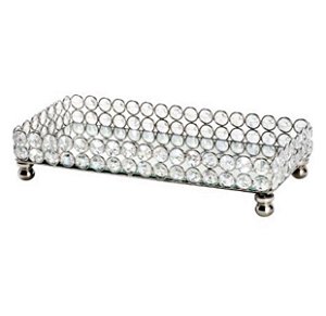 Bandeja Ferro C/Espelho e Cristais Prateado - Royal