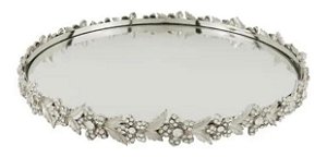 Bandeja Decorativa Metal C/ Pé Espelhada - Royal