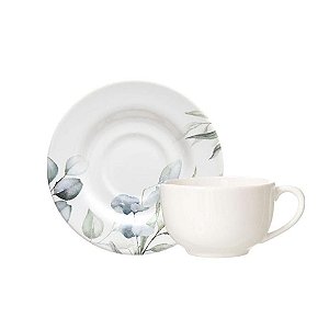 Cj 6 Xícaras c/ Pires Aquarelle Eucalipto 280ml - Copa & Cia