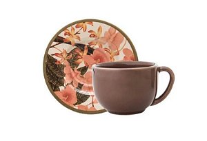 Cj 6 Xícaras c/ Pires Aquarelle Ellis 280ml - Copa & Cia