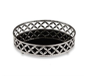 Bandeja Pequena Prata em Metal com Espelho - Mart