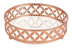 Bandeja Redonda Cobre em Metal Pequena com Espelho - Mart