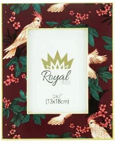 Porta Retrato Madeira Floral Roxo 13x18