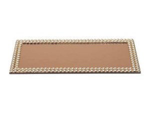 Suporte Vidro Espelhado com Decoração Acrílico Hills Dourado 32X16cm - Royal