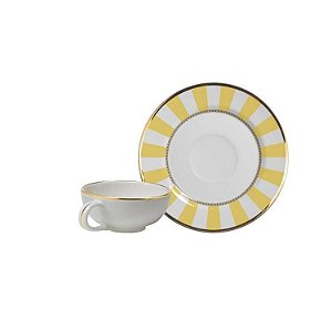 Cj 6 Xícaras c/ Pires Yellom Strip 70ml - Alleanza