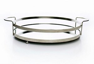 Bandeja Decorativa Redonda Em Metal Prata Com Espelho - D&A