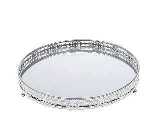 Bandeja Decorativa Espelhada Prata Redonda - Royal